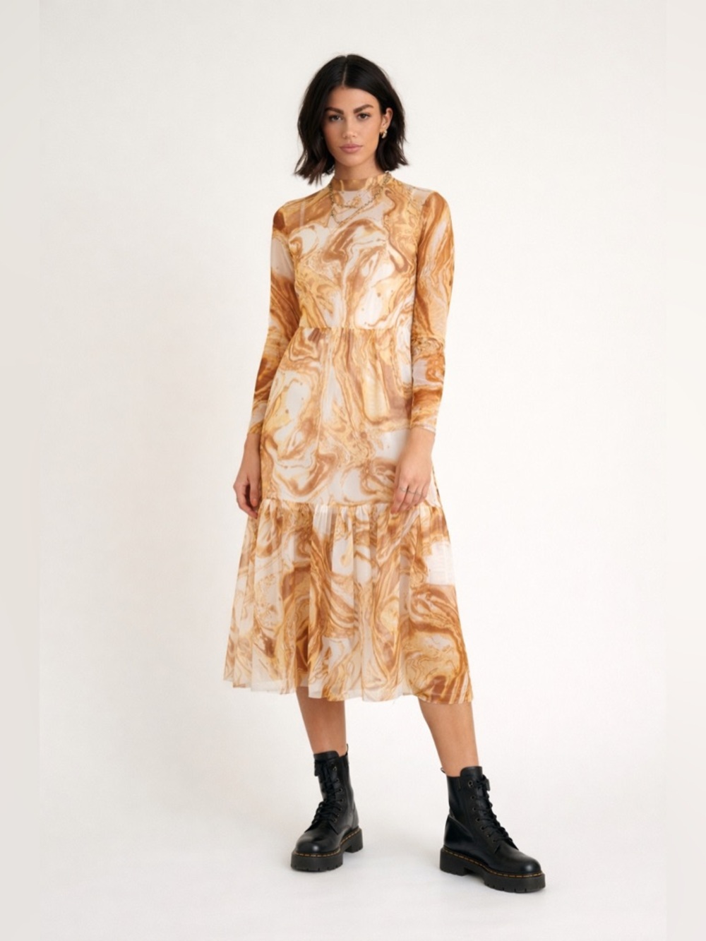 Dressed in Lala Mesh Tiered Marble Dress